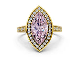 Yellow gold Fancy Pink Marquise  Halo Solitaire Diamond Ring with Pave Band and Bezel Setting_49