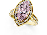 Yellow gold Fancy Pink Marquise  Halo Solitaire Diamond Ring with Pave Band and Bezel Setting_50