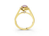 Yellow gold Fancy Pink Marquise  Halo Solitaire Diamond Ring with Pave Band and Bezel Setting_52