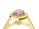 Yellow gold Fancy Pink Marquise  Halo Solitaire Diamond Ring with Pave Band and Bezel Setting_53