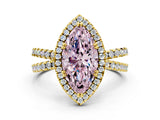 Yellow gold Fancy Pink Marquise  Halo Split Shank Diamond Ring with Pavé Setting_38