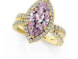Yellow gold Fancy Pink Marquise  Halo Split Shank Diamond Ring with Pavé Setting_39