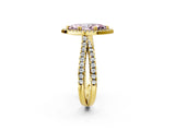 Yellow gold Fancy Pink Marquise  Halo Split Shank Diamond Ring with Pavé Setting_40