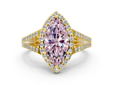 Yellow gold Fancy Pink Marquise  Halo Split Shank Diamond Ring with Prong Setting_20