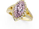 Yellow gold Fancy Pink Marquise  Halo Split Shank Diamond Ring with Prong Setting_21
