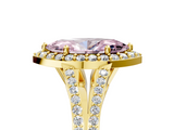 Yellow gold Fancy Pink Marquise  Halo Split Shank Diamond Ring with Prong Setting_25