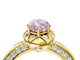 Yellow gold Fancy Pink Marquise  Halo Split Shank Pave Diamond Ring with Petal Prong Setting_23