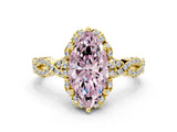 Yellow gold Fancy Pink Marquise  Halo Twist Band Solitaire Ring with Six-Prong Setting_32