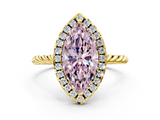 Yellow gold Fancy Pink Marquise  Halo Twisted Band Four-Prong Diamond Ring_20