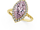 Yellow gold Fancy Pink Marquise  Halo Twisted Band Four-Prong Diamond Ring_21