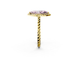 Yellow gold Fancy Pink Marquise  Halo Twisted Band Four-Prong Diamond Ring_22