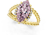 Yellow gold Fancy Pink Marquise  Halo Twisted Band Four-Prong Ring_50