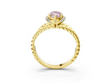 Yellow gold Fancy Pink Marquise  Halo Twisted Band Four-Prong Ring_52