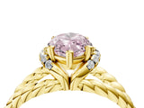 Yellow gold Fancy Pink Marquise  Halo Twisted Band Four-Prong Ring_53