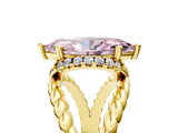 Yellow gold Fancy Pink Marquise  Halo Twisted Band Four-Prong Ring_54