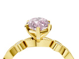 Yellow gold Fancy Pink Marquise  Milgrain Bezel Diamond Engagement Ring with Solitaire Prong Setting_181