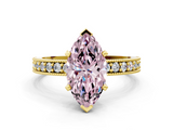 Yellow gold Fancy Pink Marquise  Milgrain Pave Diamond Engagement Ring with Four-Prong Setting_133
