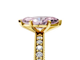 Yellow gold Fancy Pink Marquise  Milgrain Pave Diamond Engagement Ring with Four-Prong Setting_138