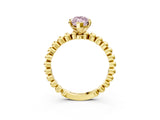 Yellow gold Fancy Pink Marquise  Solitaire Beaded Band Prong Setting Ring 3