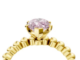 Yellow gold Fancy Pink Marquise  Solitaire Beaded Band Prong Setting Ring 4