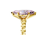 Yellow gold Fancy Pink Marquise  Solitaire Beaded Band Prong Setting Ring 5