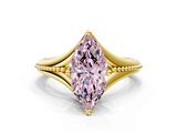 Yellow gold Fancy Pink Marquise  Solitaire Beaded Band Six-Prong Setting