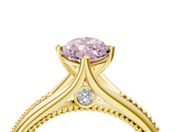 Yellow gold Fancy Pink Marquise  Solitaire Beaded Band Six-Prong Setting_4