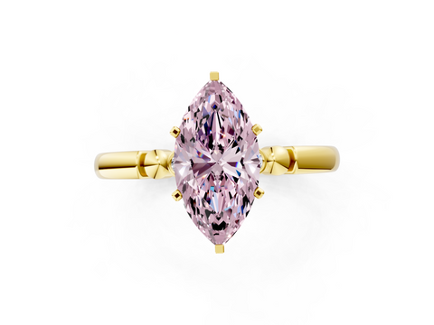Yellow gold Fancy Pink Marquise  Solitaire Beaded Band with Four-Prong Setting_24