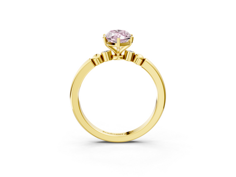 Yellow gold Fancy Pink Marquise  Solitaire Beaded Band with Four-Prong Setting_27