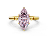 Yellow gold Fancy Pink Marquise  Solitaire Beaded Band with Four-Prong Setting_59