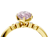 Yellow gold Fancy Pink Marquise  Solitaire Beaded Band with Four-Prong Setting_63
