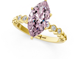 Yellow gold Fancy Pink Marquise  Solitaire Bezel Accent Diamond Engagement Ring with Beaded Band and Four-Prong Setting_25