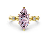 Yellow gold Fancy Pink Marquise  Solitaire Bezel-Set Diamond Ring with Beaded Band and Four-Prong Setting_32