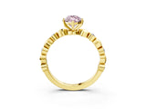 Yellow gold Fancy Pink Marquise  Solitaire Bezel-Set Diamond Ring with Beaded Band and Four-Prong Setting_35