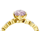 Yellow gold Fancy Pink Marquise  Solitaire Bezel-Set Diamond Ring with Beaded Band and Four-Prong Setting_36