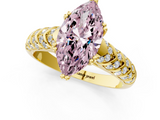 Yellow gold Fancy Pink Marquise  Solitaire Chevron Pave Diamond Engagement Ring with Six-Prong Setting_4
