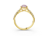 Yellow gold Fancy Pink Marquise  Solitaire Chevron Pave Diamond Engagement Ring with Six-Prong Setting_6