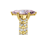 Yellow gold Fancy Pink Marquise  Solitaire Chevron Pave Diamond Engagement Ring with Six-Prong Setting_8