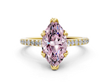 Yellow gold Fancy Pink Marquise  Solitaire Diamond Engagement Ring with Pave Band and Six-Prong Setting_19