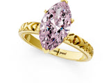 Yellow gold Fancy Pink Marquise  Solitaire Diamond Engagement Ring with XO Engraved Band and Four-Prong Setting 1