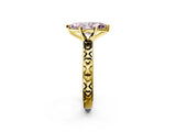 Yellow gold Fancy Pink Marquise  Solitaire Diamond Engagement Ring with XO Engraved Band and Four-Prong Setting 2