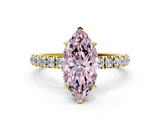 Yellow gold Fancy Pink Marquise  Solitaire Diamond Pavé Band with Four-Prong Setting_28