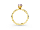 Yellow gold Fancy Pink Marquise  Solitaire Diamond Pavé Band with Four-Prong Setting_31