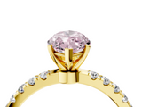 Yellow gold Fancy Pink Marquise  Solitaire Diamond Pavé Band with Four-Prong Setting_32
