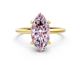 Yellow gold Fancy Pink Marquise  Solitaire Diamond Ring with 4-Prong Setting on a Classic Band_3