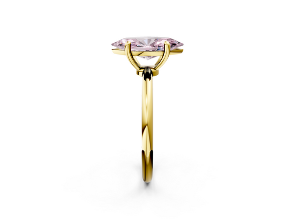 Yellow gold Fancy Pink Marquise  Solitaire Diamond Ring with 4-Prong Setting on a Classic Band