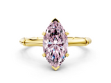 Yellow gold Fancy Pink Marquise  Solitaire Diamond Ring with Bamboo Band and Four-Prong Setting_55