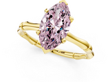 Yellow gold Fancy Pink Marquise  Solitaire Diamond Ring with Bamboo Band and Four-Prong Setting_56