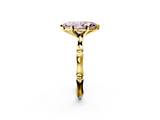 Yellow gold Fancy Pink Marquise  Solitaire Diamond Ring with Bamboo Band and Four-Prong Setting_57
