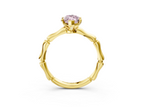 Yellow gold Fancy Pink Marquise  Solitaire Diamond Ring with Bamboo Band and Four-Prong Setting_58
